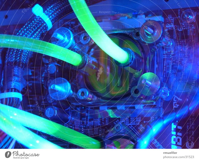 watercooled Computer Water-cooling Long exposure Macro (Extreme close-up) Electrical equipment Technology Modding Colour