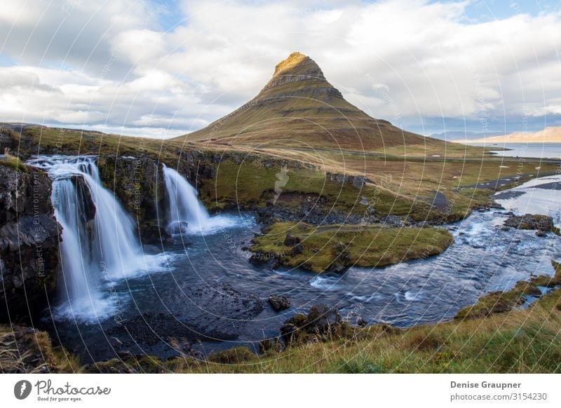 Kirkjufell Iceland Vacation & Travel Summer Nature Power beautiful Icelandic landmark landscape natural river tourism view water waterfall Background picture