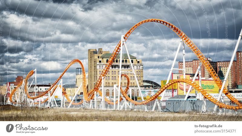 Coney Island Curves Vacation & Travel Tourism Trip Sightseeing City trip Feasts & Celebrations Fairs & Carnivals Roller coaster Event Sky Clouds Storm clouds