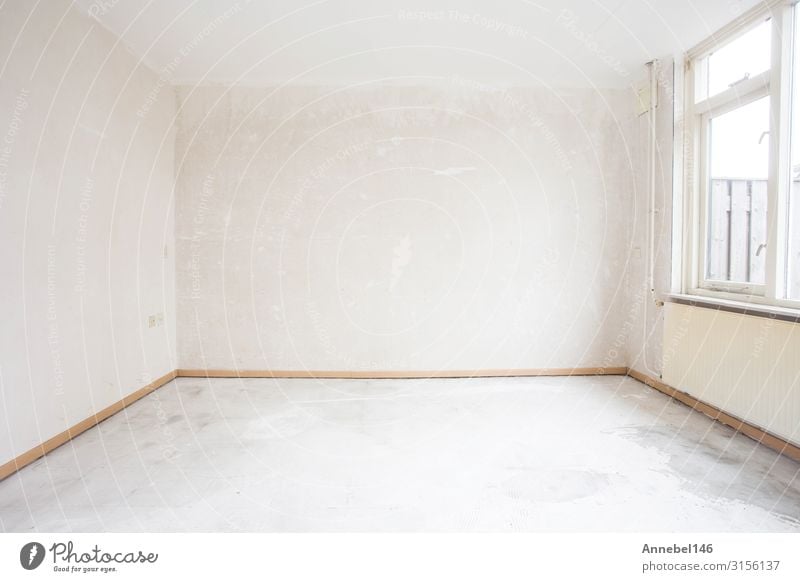 Unfinished building interior, detail of a white room. Flat (apartment) House (Residential Structure) Building Architecture Concrete Wood Old Authentic Fresh