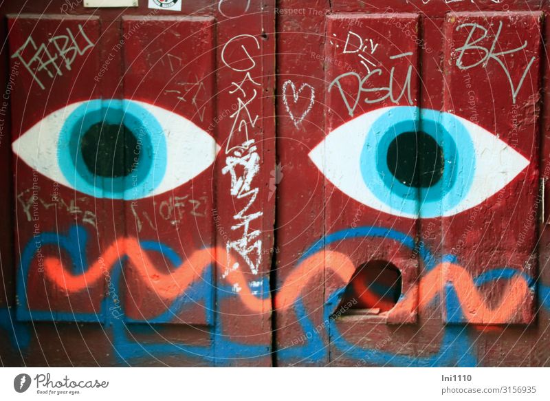 blue eyes | UT Hamburg Artist Painter Painting and drawing (object) Port City Downtown Deserted Manmade structures Wall (barrier) Wall (building) Facade Door