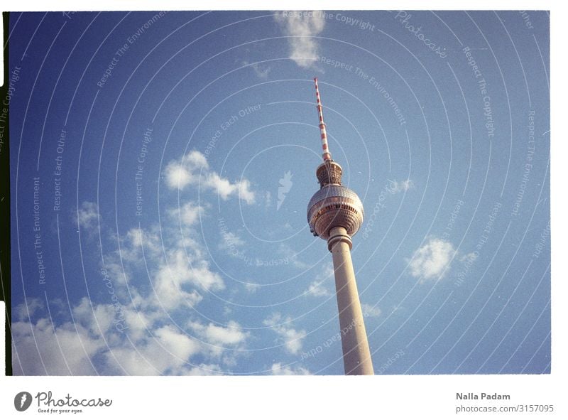 There issa Sky Clouds Berlin Germany Europe Capital city Deserted Tower Tourist Attraction Landmark Berlin TV Tower Wood Glass Looking Large Blue Gray White