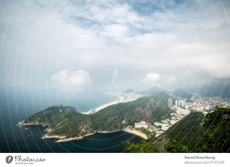 Rio De Janeiro Vacation & Travel Tourism Sightseeing City trip Landscape Clouds Beautiful weather Coast Beach Bay Ocean Town Overpopulated Blue Yellow Green