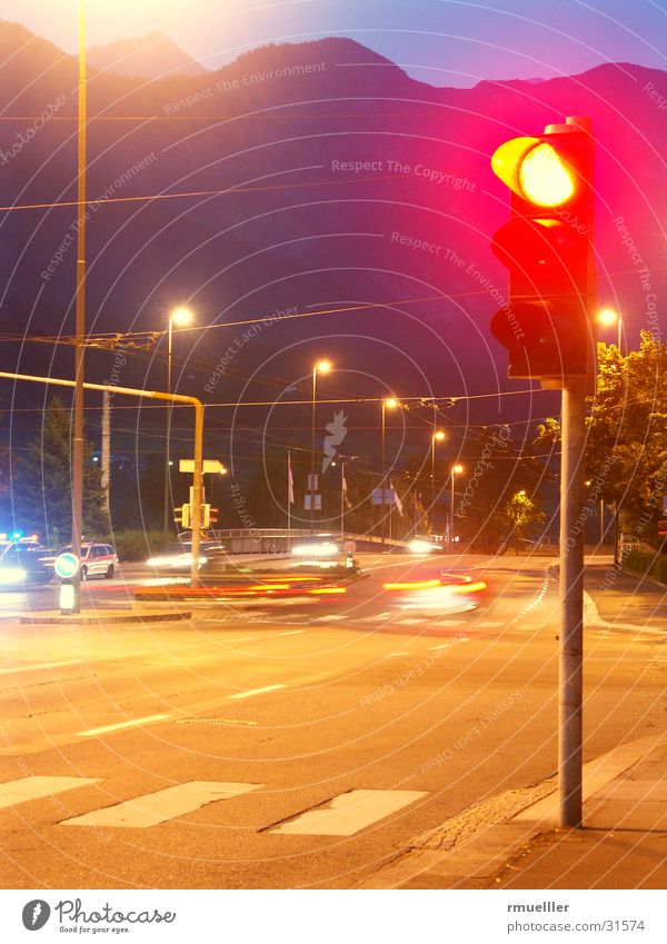 STOP Traffic light Red Night Long exposure Things Street Car