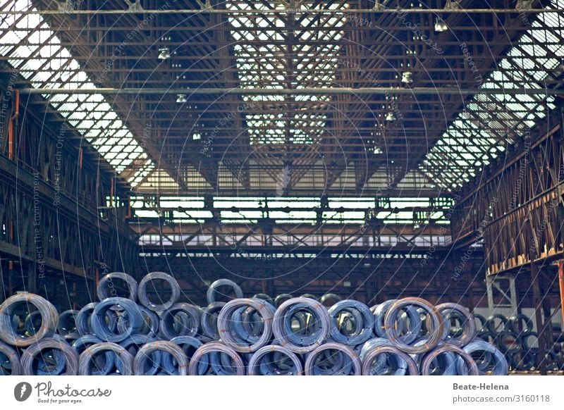 Central perspective 5 Production hall Metal plant Wire rolls fabrication Company Factory Manmade structures Window Shaft of light