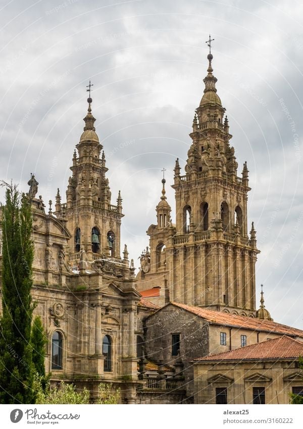 Santiago de Compostela Cathedral Vacation & Travel Tourism Church Building Architecture Facade Monument Old Religion and faith bell camino Christianity City