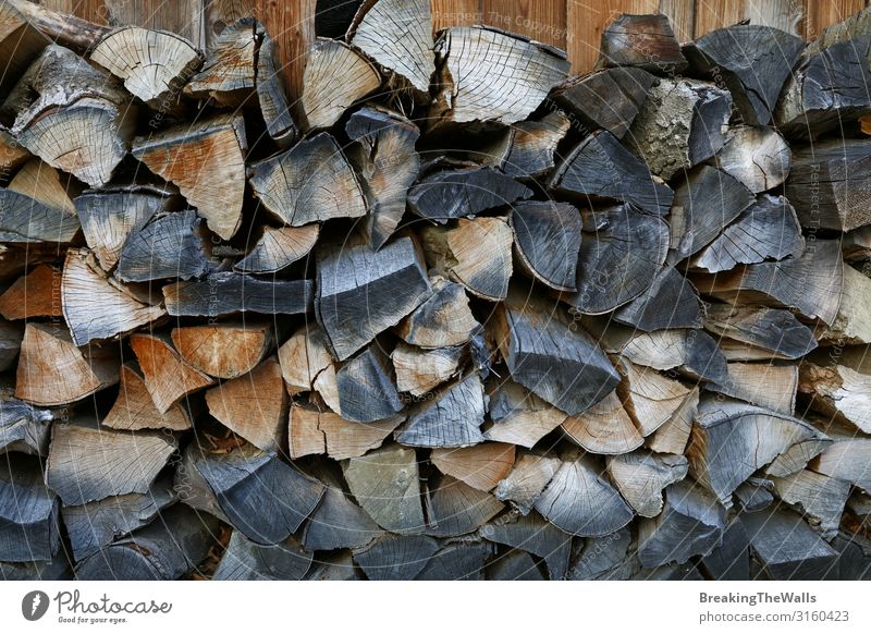 A pile of firewood stock Lifestyle House (Residential Structure) Decoration Energy industry Wood Dark Dry Brown Accumulation Stack woodpile Firewood Fuel