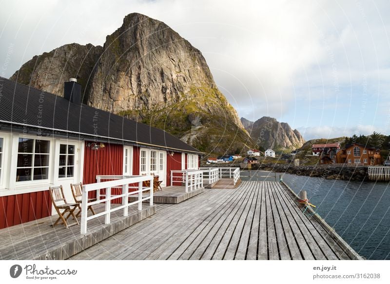 restful Vacation & Travel Tourism Trip Environment Nature Landscape Clouds Rock Mountain Fjord Hamnöy Reine Norway Scandinavia Lofotes