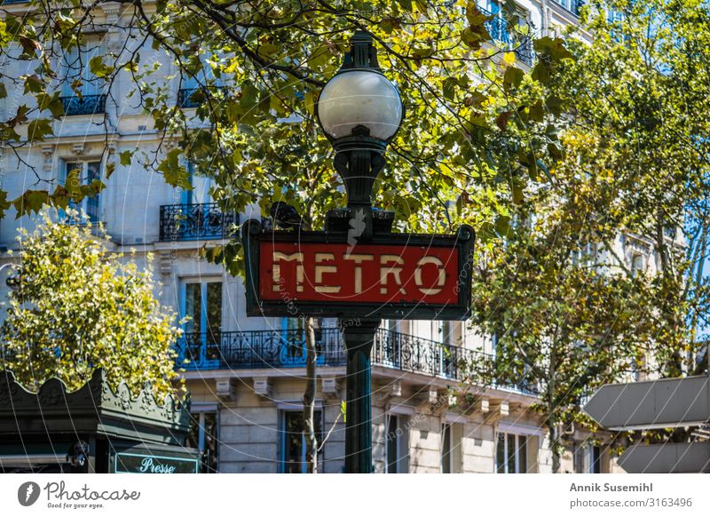 Paris Art Nouveau Metro Sign Public transit Train travel Tunnel Rail transport Underground Rail vehicle Train station Shopping Driving Vacation & Travel Red