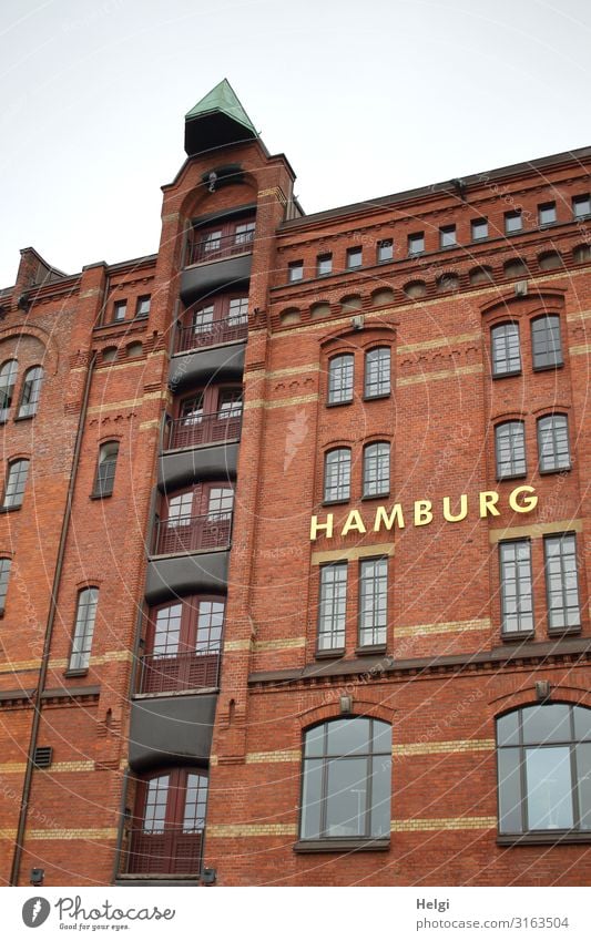 Facade of a historical building in the Speicherstadt Hamburg Town Port City Manmade structures Building Architecture Window Landmark Old warehouse district