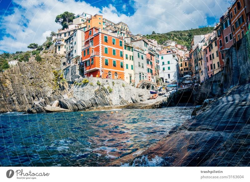 CINQUE TERRE Nature Landscape Summer Waves Ocean Riomaggiore Italy Europe Small Town House (Residential Structure) Facade Tourist Attraction Landmark