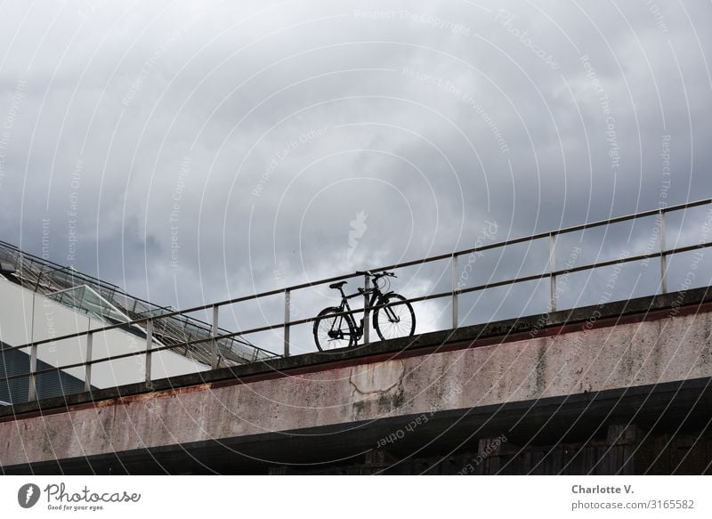 Bicycle station | UT HH19 Cycling Fitness Sports Training Sky Clouds Storm clouds Bad weather Bridge Bridge railing Means of transport Vehicle Concrete Metal