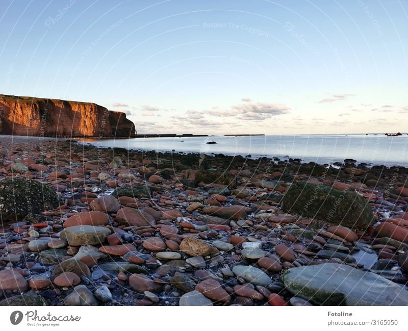 Ebb tide on Helgoland Environment Nature Landscape Plant Elements Earth Water Sky Clouds Beautiful weather Waves Coast Beach North Sea Ocean Island Maritime Wet