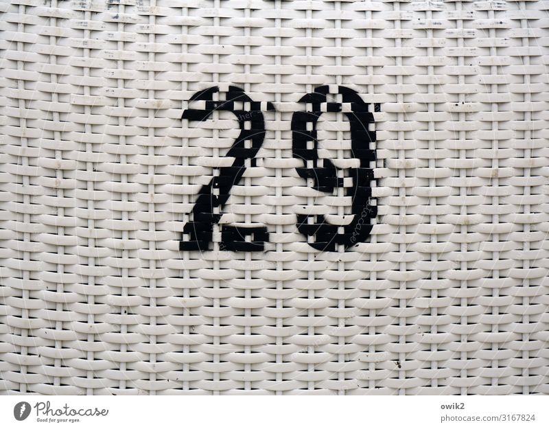 Pixelated Beach Baltic Sea Beach chair Reticular Digits and numbers 29 Plastic Firm Precision Colour photo Exterior shot Detail Pattern Structures and shapes