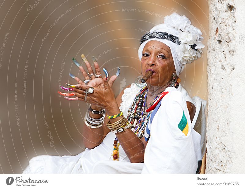 cuban santona smoking a cigar , havana - cuba Lifestyle Style Playing Vacation & Travel Trip Island Human being Feminine Woman Adults Female senior Grandmother