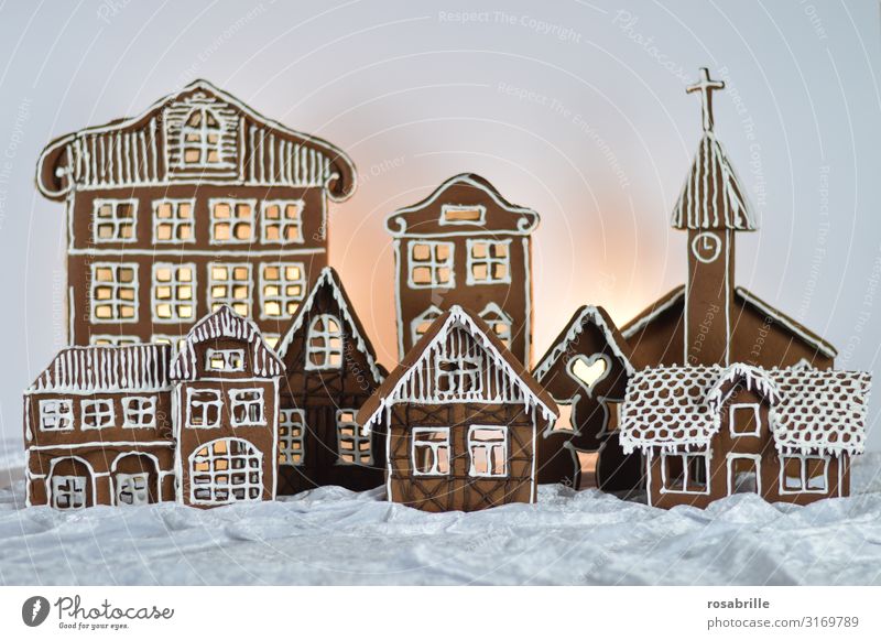 Gingerbread City 2 Beautiful Winter Snow House (Residential Structure) Decoration Christmas & Advent Village Town Church Facade Love Sweet White Anticipation