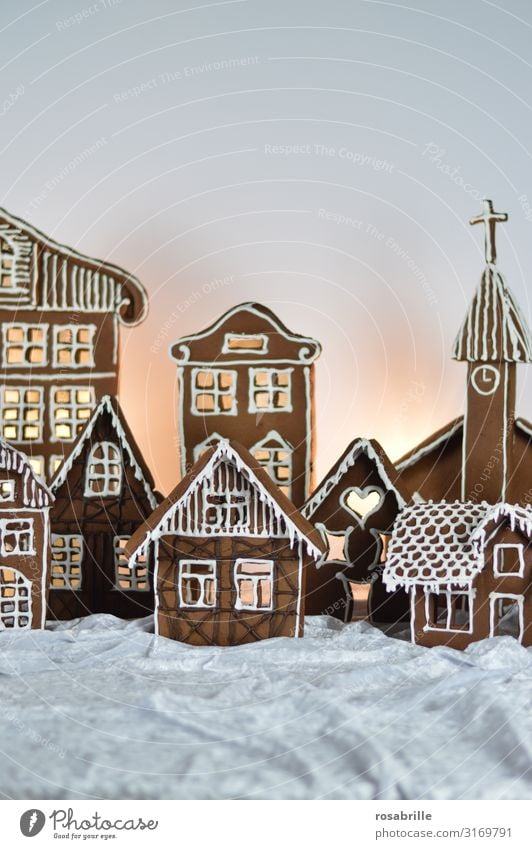 Gingerbread City 1 Beautiful Christmas & Advent Winter Village Town House (Residential Structure) Facade Decoration Icing Love Fresh Delicious Sweet White
