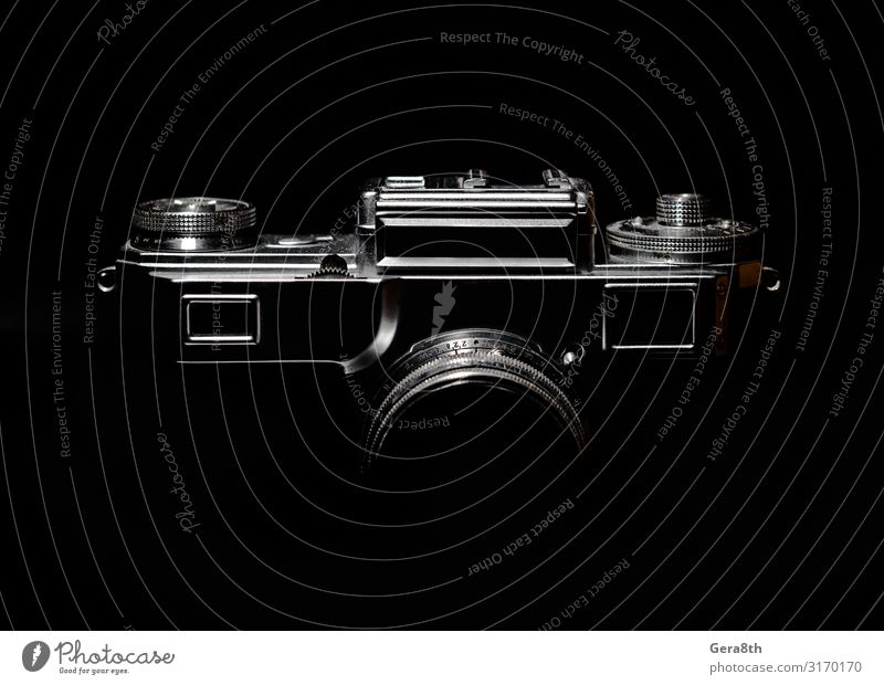contour of a vintage camera in the dark Wallpaper Camera Technology Retro Black background camera contour camera outline camera silhouette Contour darkness