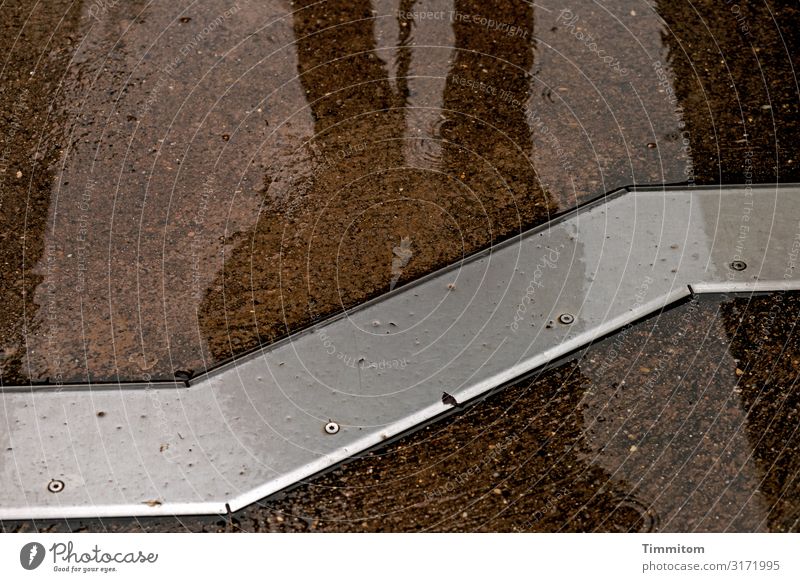 Shadow of a photographer on wet floor Human being partial view Ground Concrete Wet Rain Metal Bright Exterior shot Reflection