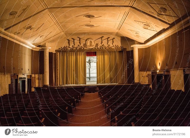 Unoccupied 5 Theatre Chair rows unmanned Historic Seating Audience Empty Places Deserted