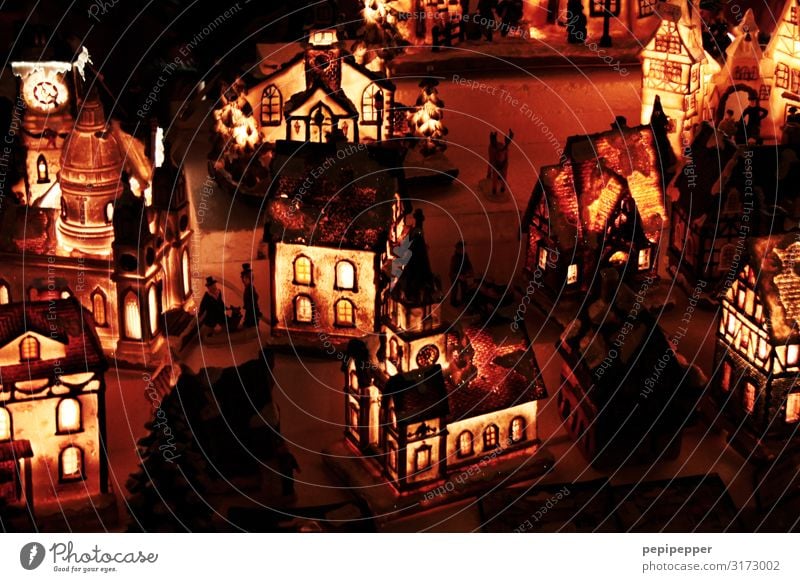 Christmas village Christmas & Advent Night sky Village Old town House (Residential Structure) Detached house Wall (barrier) Wall (building) Facade Window Door