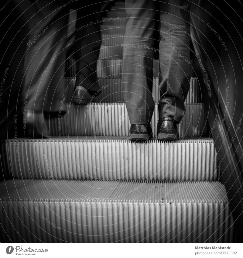 Suit wearer legs on an escalator Human being Masculine Man Adults Legs 2 Berlin Railway station Zoologischer Garten Train station Escalator Footwear Movement