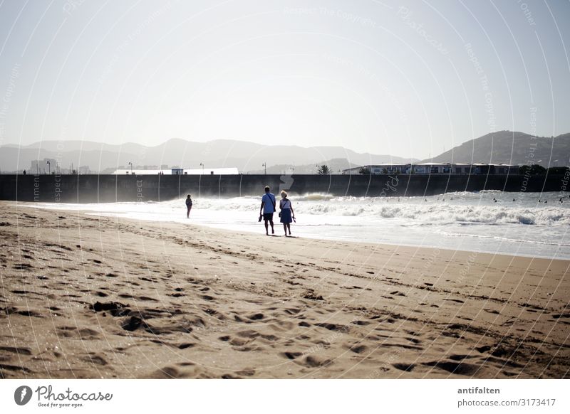 beach walk Spain Beach Ocean Sand Waves Water Coast Vacation & Travel Summer Sky Exterior shot Relaxation Nature Landscape Tourism Blue Rock Trip Atlantic Ocean