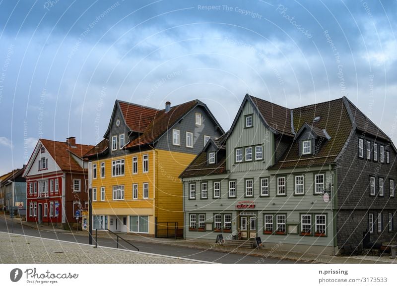 Half-timbered houses Clausthal Zellerfeld Small Town Downtown Deserted House (Residential Structure) Detached house Marketplace Building Architecture Facade