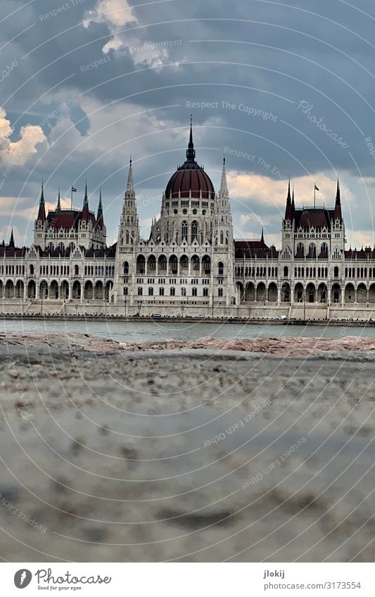 Parliament Water River bank Budapest Hungary Capital city Downtown Old town Deserted House (Residential Structure) Palace Manmade structures Architecture Facade