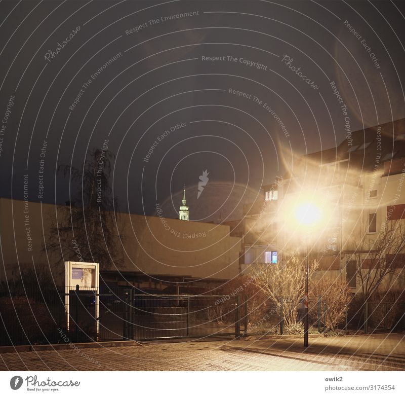 Urban Boring Water Drops of water Night sky Bad weather Rain Tree Bautzen Germany Small Town Downtown House (Residential Structure) Church Dome Places