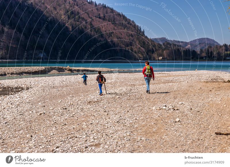 Hiking with children Well-being Relaxation Vacation & Travel Trip Child Woman Adults Family & Relations Infancy 3 Human being Nature Cloudless sky Autumn