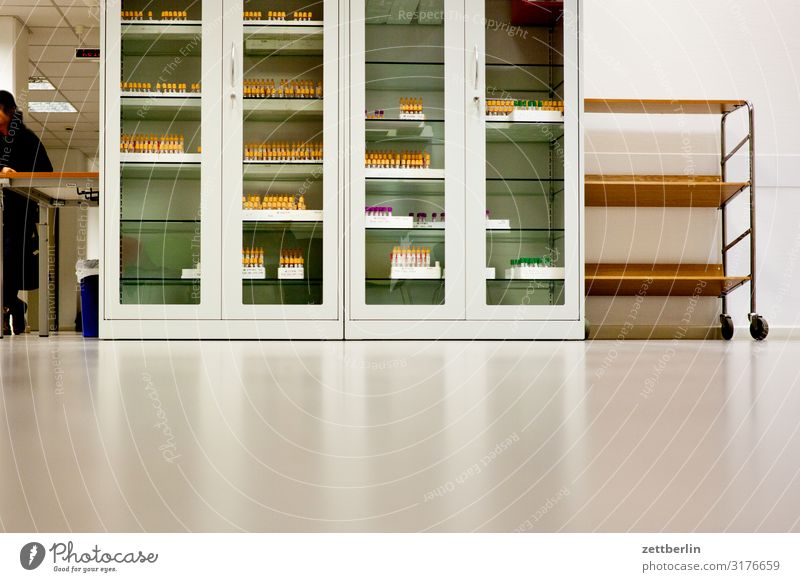 hospital Doctor Illness Hospital Medication Cupboard Pharmacy Supply Shelves Keep Floor covering Ground Deserted Copy Space