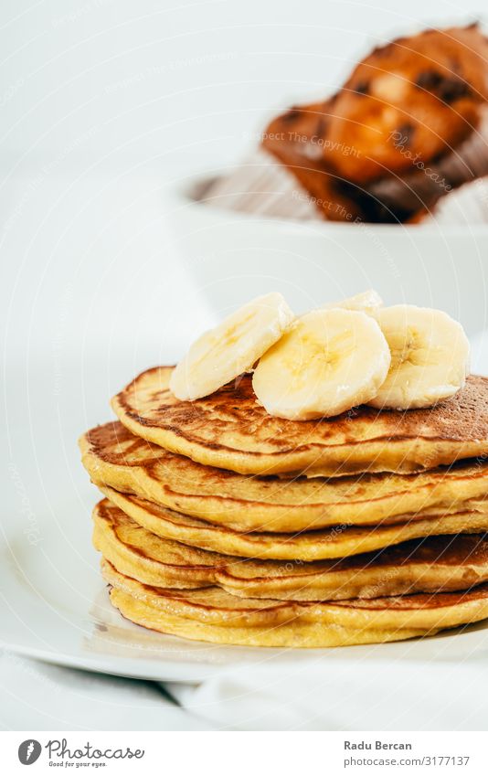 Banana And Coconut Pancakes Fresh Morning Stack Baked goods Cooking Pancake Rocks Tradition Close-up Baking Bakery gluten free Culinary Brunch Sauce Diet Crêpe