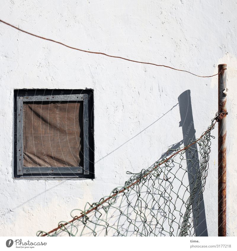 Stories of the fence (VIII) House (Residential Structure) Hut Manmade structures Building Wall (barrier) Wall (building) Window Fence Fence post Wire netting