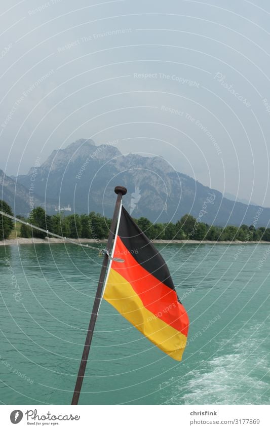 German flag on ship in front of Neuschwanstein Castle Leisure and hobbies Vacation & Travel Tourism Trip Nature Landscape Water Navigation Inland navigation