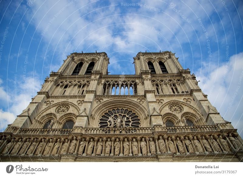 Notre Dame de Paris Cathedral Sky Church Dome Building Architecture Historic Beautiful Uniqueness Perspective Vacation & Travel Religion and faith Symmetry