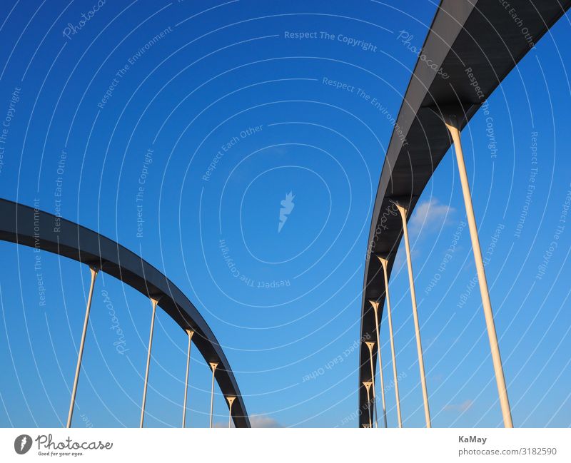 Bridge arches abstract in front of blue sky Germany Europe Manmade structures Architecture Exceptional Modern Blue Esthetic Perspective Surrealism Dynamics