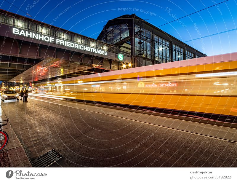 Night train at Friedrichstraße station Vacation & Travel Tourism Trip Sightseeing City trip Downtown Manmade structures Building Architecture Tourist Attraction