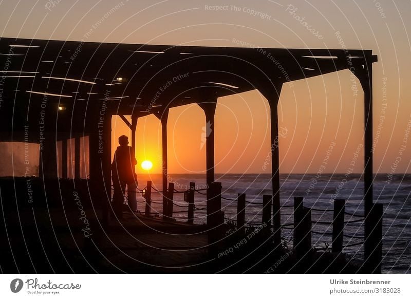 Couple in hug at sunset by the sea Man Woman Sunset evening mood Ocean Coast Terrace Evening Infatuation Love Together Sympathy Happy Emotions Embrace Warmth