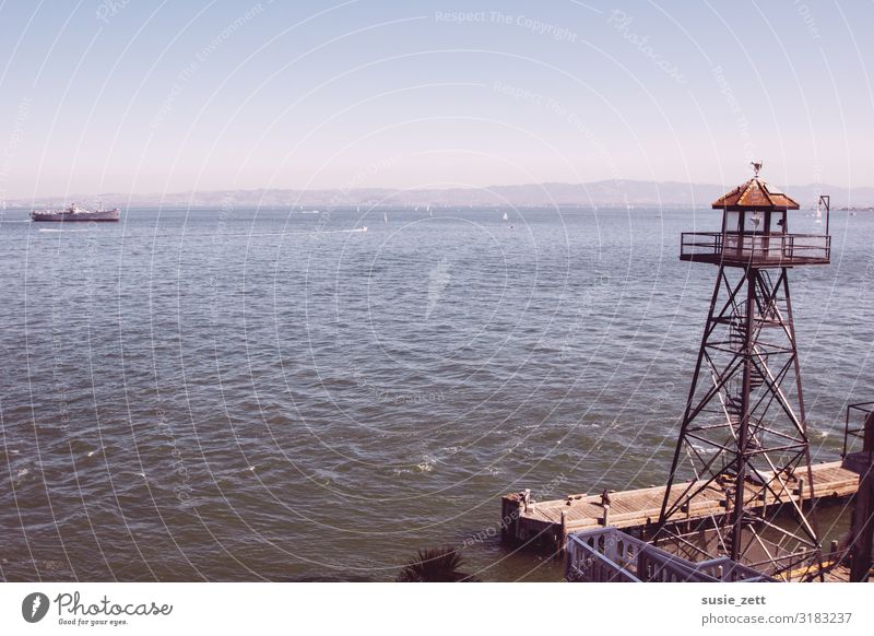 View from Alcatraz Island in October 2019 Landscape Elements Water Sky Cloudless sky Autumn Beautiful weather Coast Ocean Pacific Ocean Americas Port City