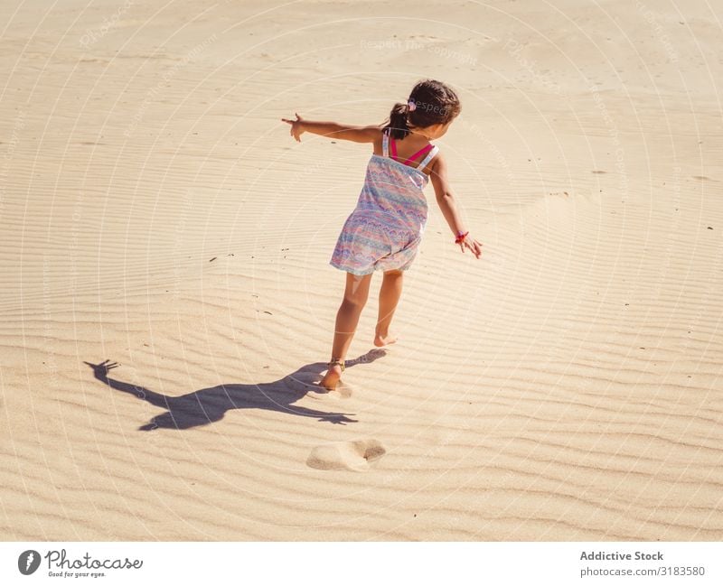 Cute little girl playing with sand at beach Sand Beach Girl Child Small Playing Summer Vacation & Travel Ocean Youth (Young adults) Exterior shot Beautiful