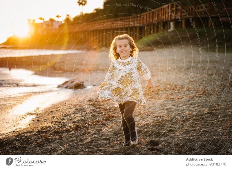 portrait of cute little girl at beach Small Girl Child Portrait photograph Beach Nature Cute Joy Beautiful Happy Infancy Summer Youth (Young adults) Lifestyle