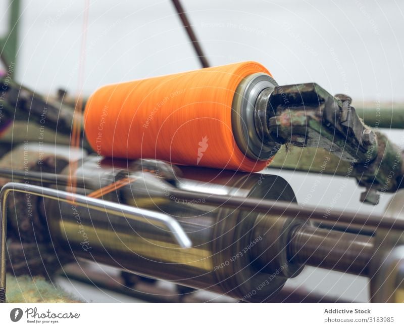 Thread spinning on machine Industry Spinning Factory Orange Production Material Cloth Equipment Clothing textile Cotton Tool Process automated Modern