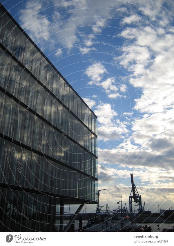 Hamburg Harbour 1 Harbor city Crane Clouds Architecture Water Sky