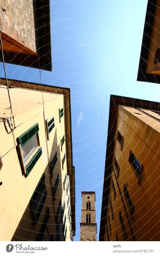 Hidden Sky Beautiful weather Italy Tuscany Village Small Town Downtown Old town House (Residential Structure) Church Dome Palace Tower Wall (barrier)