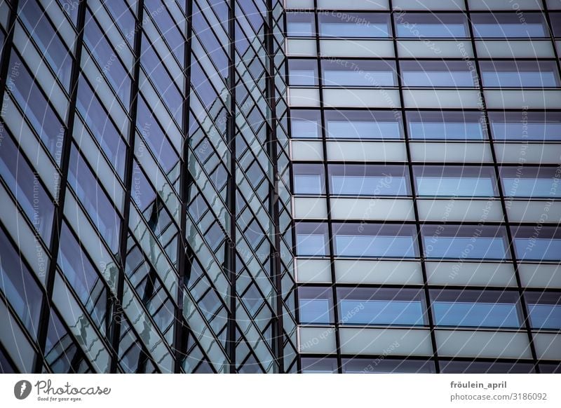 Diamond stripe rectangular reflection | Facade of a Hamburg high-rise building | UT HH 2019 Exterior shot Colour photo Window Building Geometry Glass