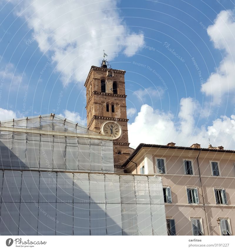 Rome, everything new. Italy Old town Church Church spire Portal Scaffolding Redecorate Modernization Redevelop Packaged Covers (Construction) christo