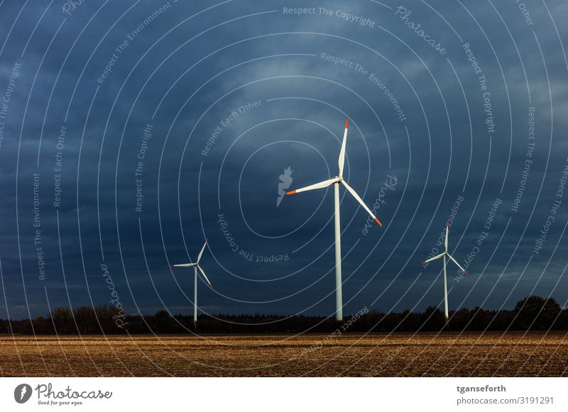 Radiating wind turbines Technology Advancement Future Energy industry Renewable energy Wind energy plant Environment Landscape Sky Clouds Autumn Climate