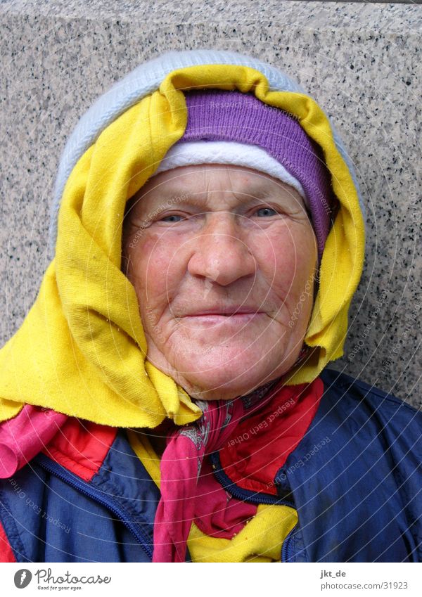 Russian Bag Lady 3 Senior citizen Friendliness Multicoloured Headscarf Cap Woman Female senior approx. 80 years