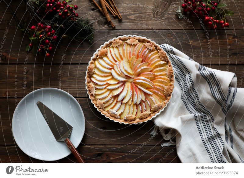tasty apple pie on a wooden table ready to eat Pie Apple Fresh Wood Rustic Window Home-made Day Brown Confectionary Organic parchment Warmth Aromatic Dessert